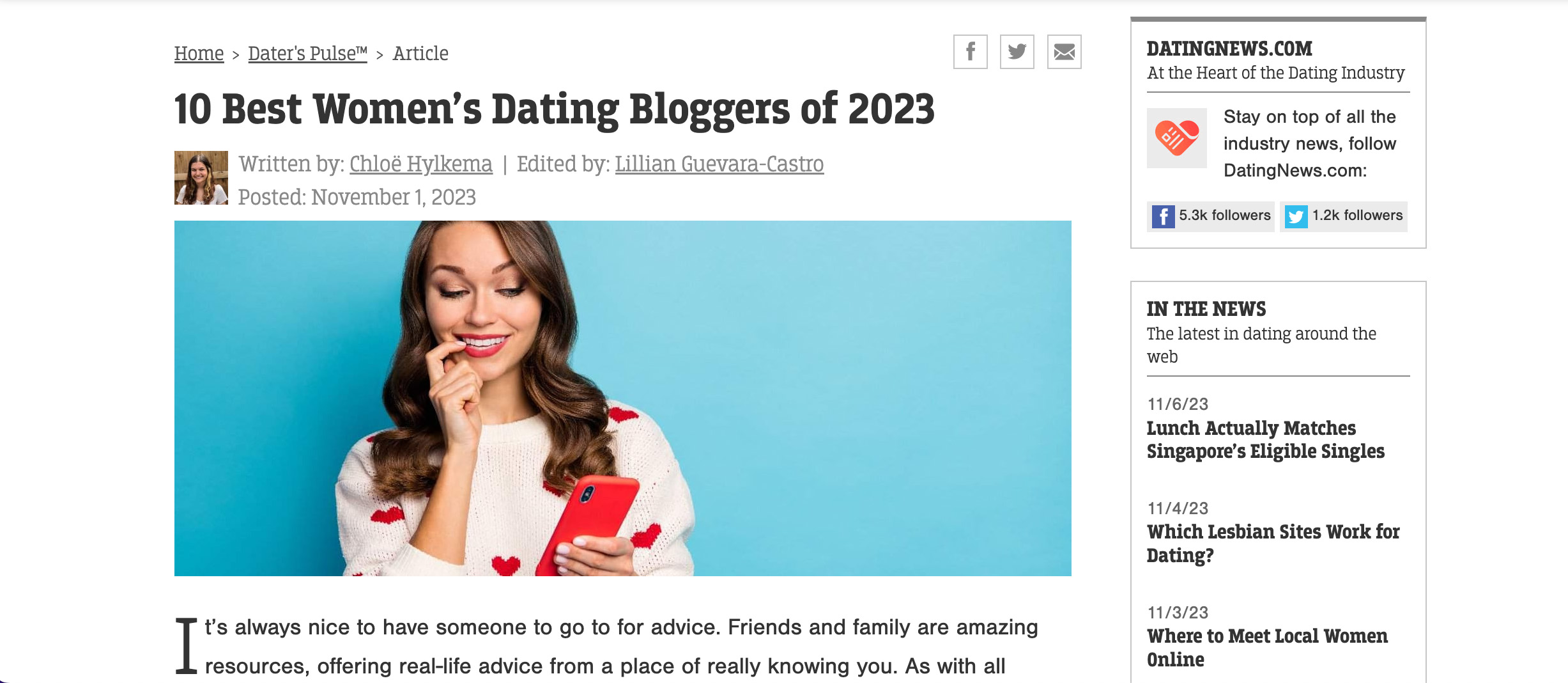 The Greatest Courting Bloggers for Ladies